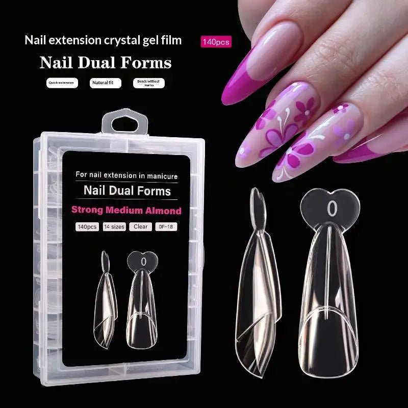 140Pcs Coffin Style Dual Nail Template Kit for Professional Nail Artists Vue