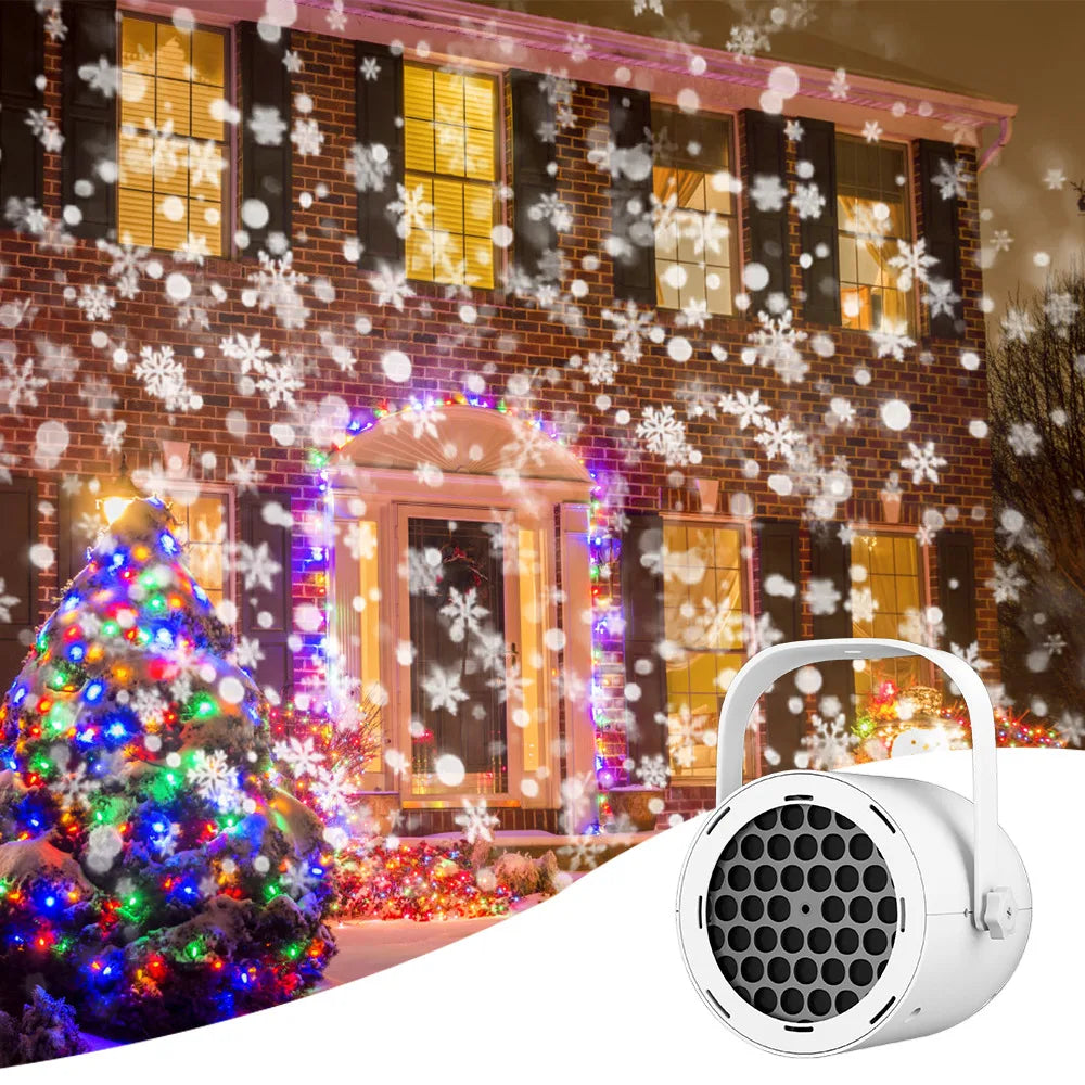 16 Patterns Christmas Projection Snowflake Light LED Holiday Decor Gift for Xmas Party Home Atmosphere Vue snowflake White