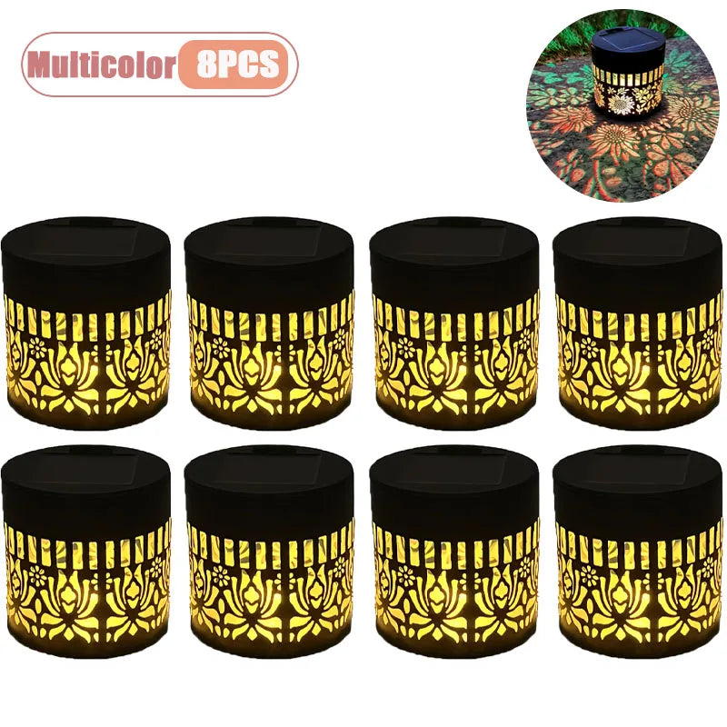 1-8PCS Solar Flower Sun Wall Lantern Outdoor Waterproof Garden Decorative Landscape Sconce for Yard Fence Home Exterior Vue Multicolor-8PCS
