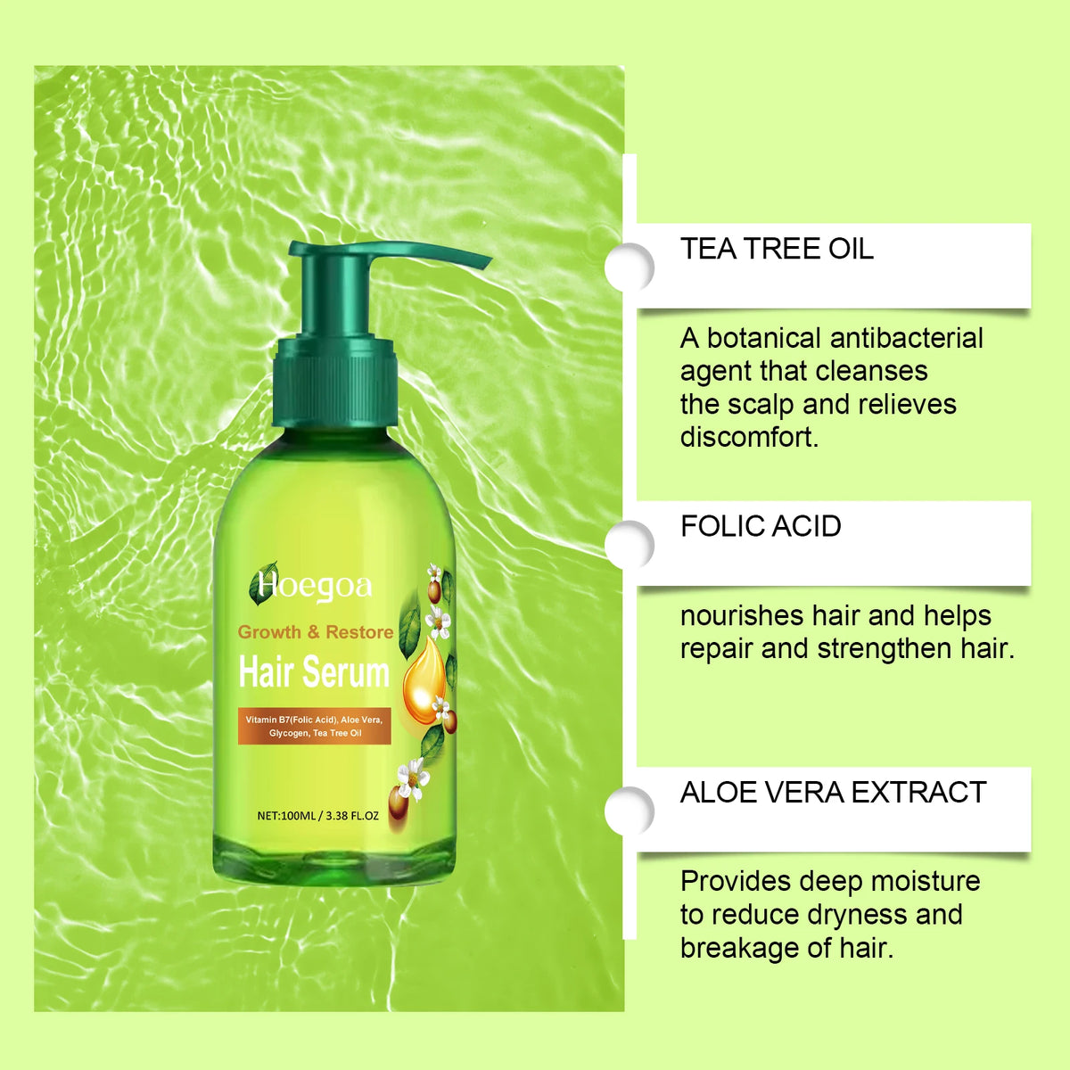 Hair care tea tree essential oil nourishes hair and repairs dry and bifurcated hair ends. Disposable pure tea essential oil Vue