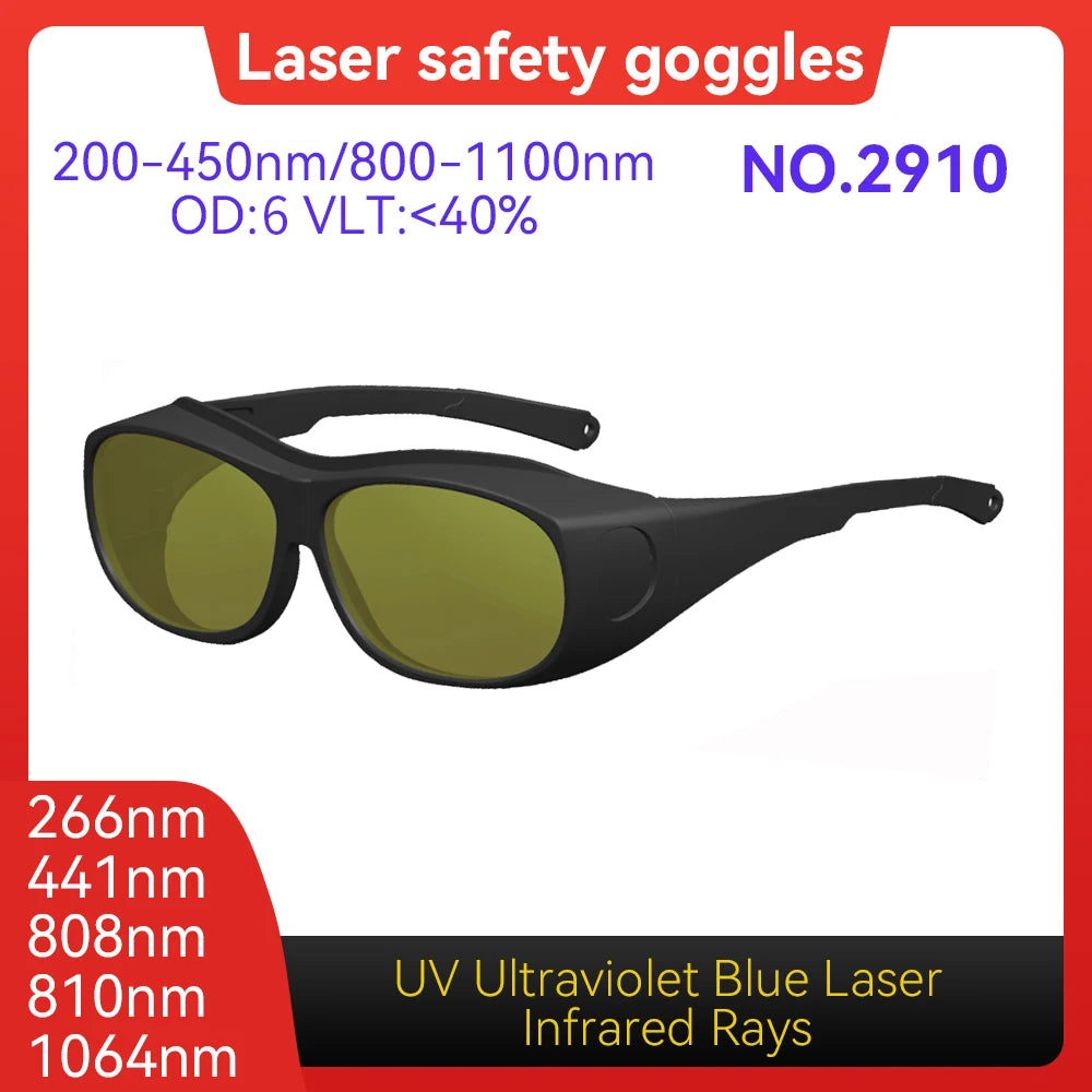 Laser Goggles ANSI Z87.1 Approved OD7+ 800-1100nm Impact-Resistant PA Frame Laser Lenses for High Power Fiber Laser Cutting Vue Model 2910 OD6