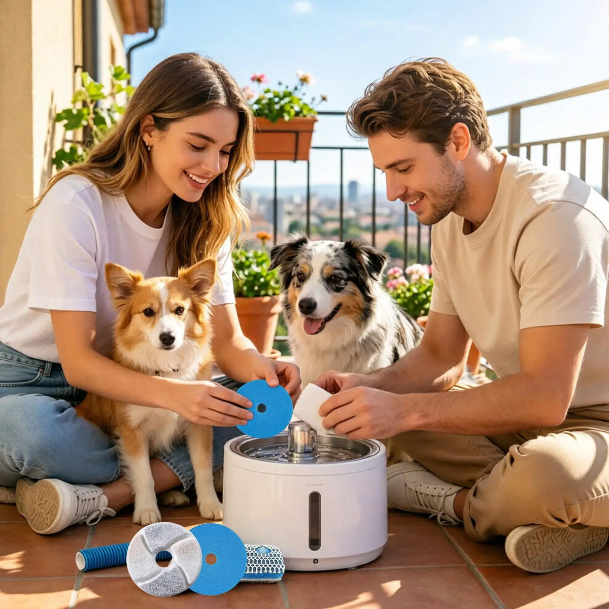 2pcs Cat Water Fountain Filter Pet Dispenser Pads for Dogs Kittens Drinking Watering Animal Daily Traveling Trips Vue