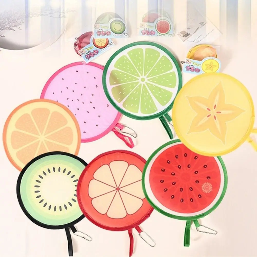 Portable Round Foldable Hand Fans Cartoon Fruit Handheld Folding Fan