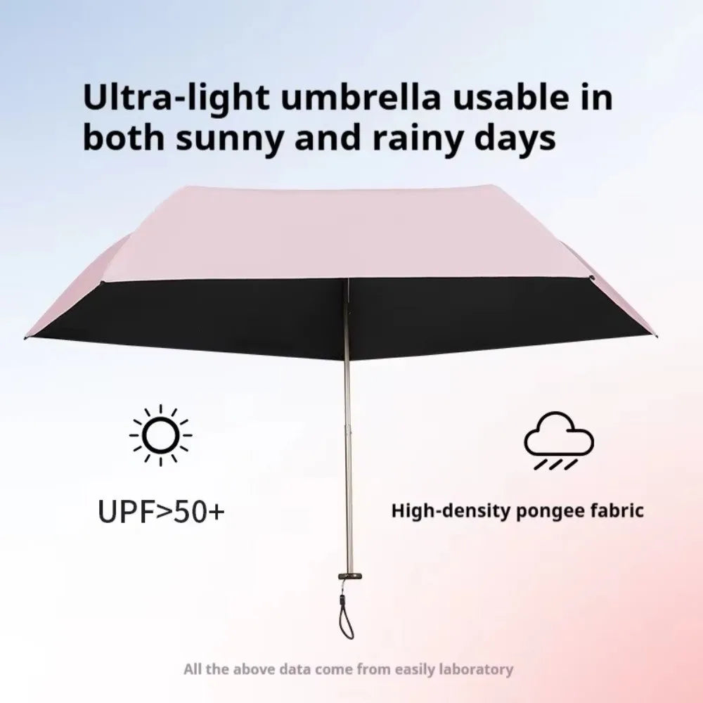 Foldable Manual Sun Umbrella Protection 6-Bone Frame Dual-purpose