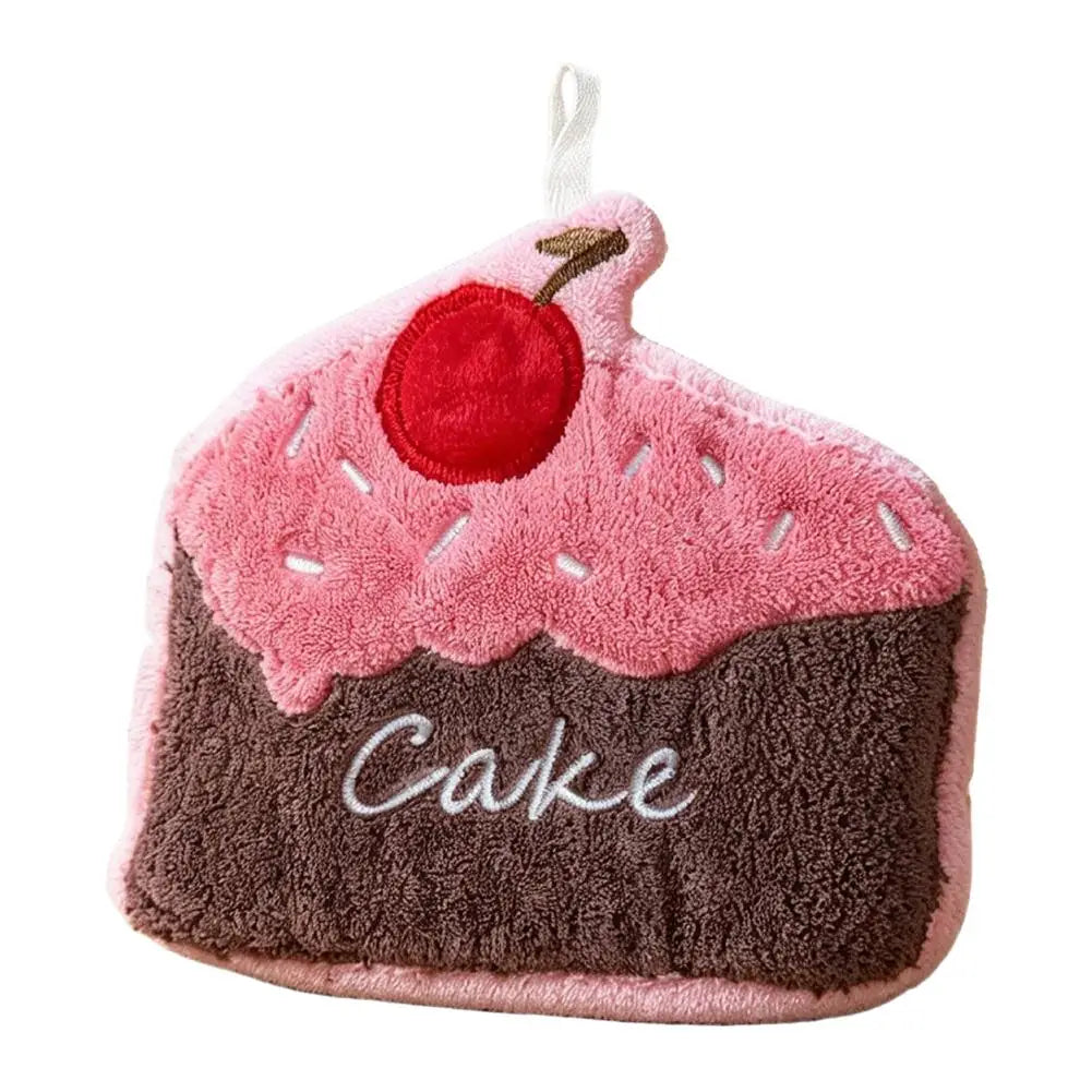Cute Cake Hand Towel Soft Absorbent Hanging Bath Towels for Kids Kitchen Bathroom Tableware Cleaning Quick Dry Microfiber Cloth Vue A CN