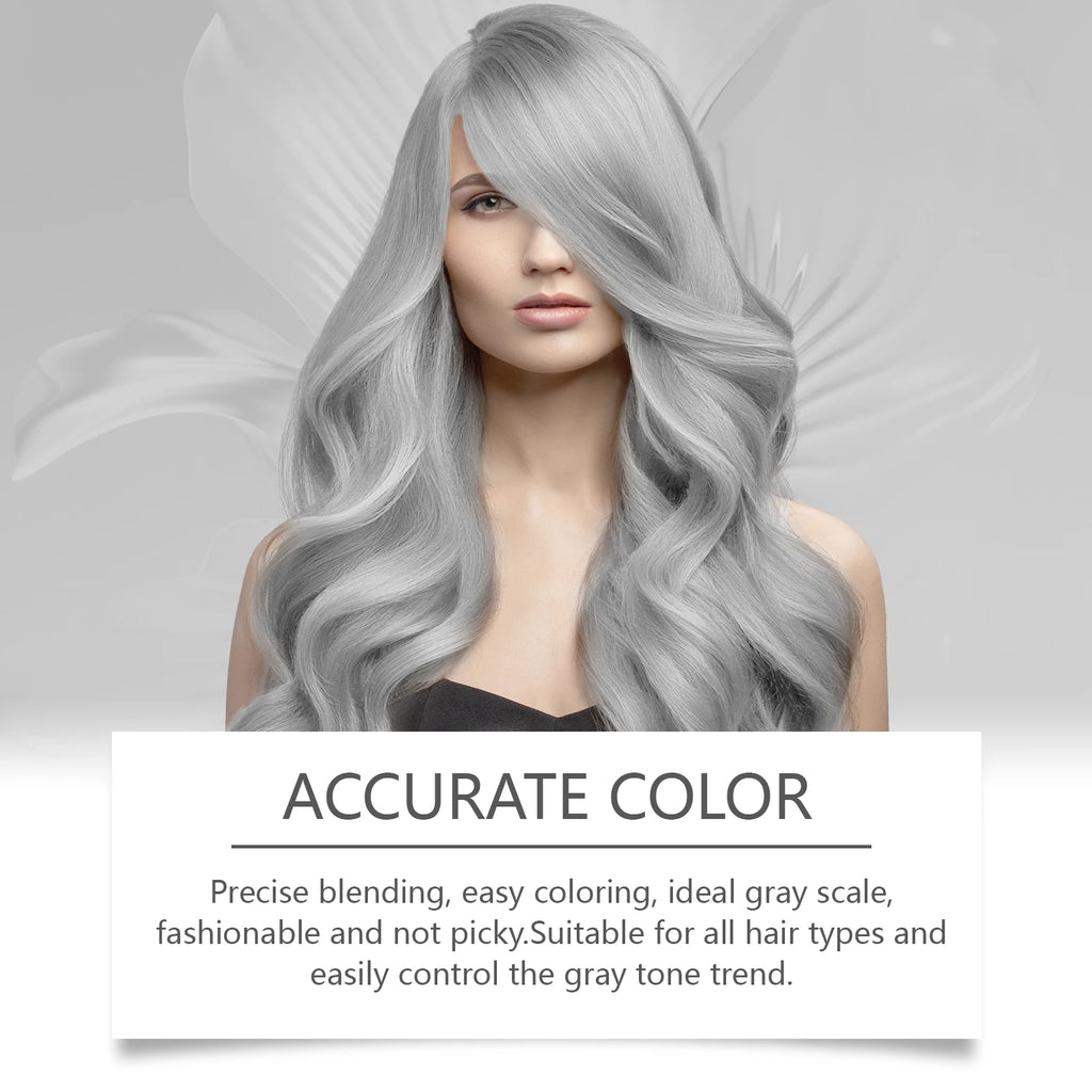 Hoegoa Gray Hair Dye, Light-Colored Silver, Punk Style, Fashionable Professional Hair Coloring Cream for Women and Men Vue
