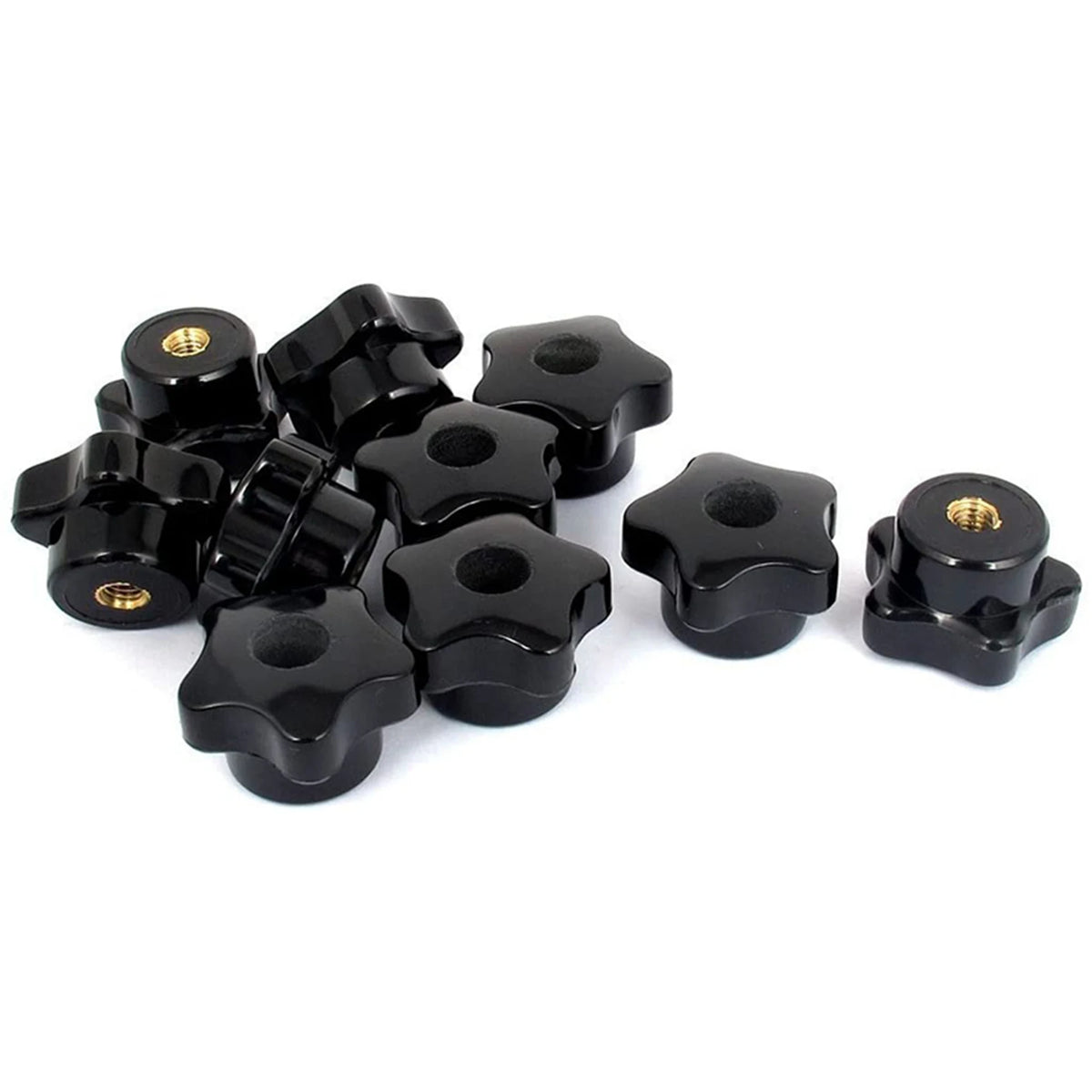 ABKW-20PCS M6 Female Knob Screws M6 X 32Mm Female Threaded Star Head Clamping Knob Grip Black Vue