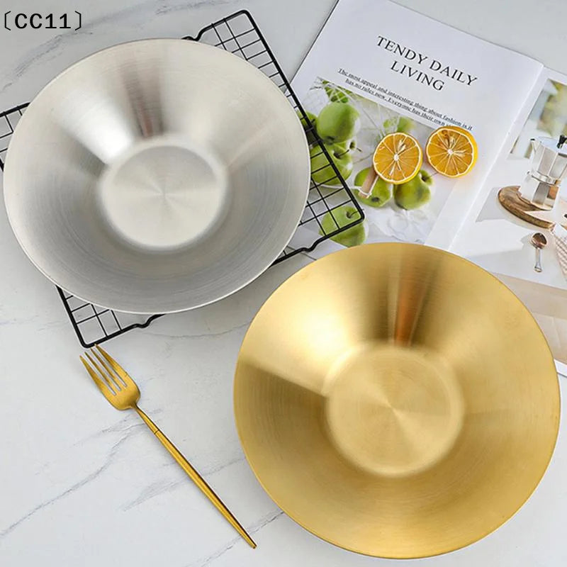 304 Stainless Steel Round Pasta Fruit Salad Serving Bowl Modern
