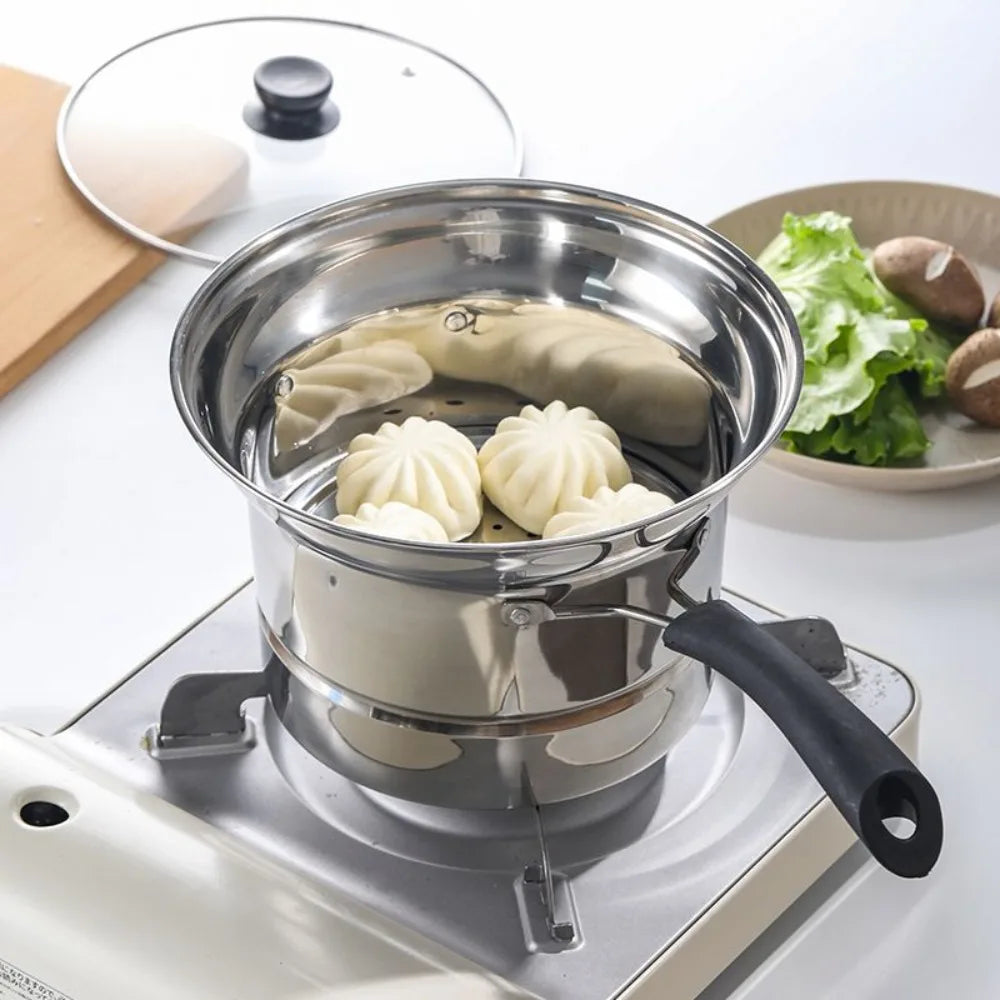 Household Stainless Steel Deep Fryer Pot with Frying Basket and Steamer Visible Lid Pasta Pot Japanese Stockpot Tempura Vue