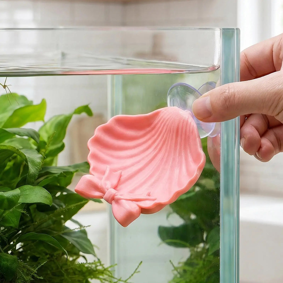 Betta Fish Hammock Floating Shell Shaped Suction Cup Pad Betta Fish Shell Bed for Shrimp Snails Frogs Goldfishes Guppy Koi Vue