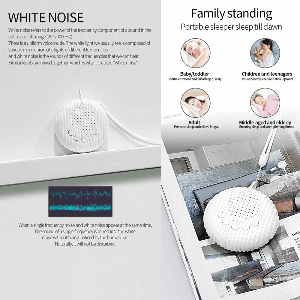 Portable Baby Sleep Machine Desktop White Noise Sound Machine for Baby Sleeping 18 Soothing Sounds 15/30/60min Timer Vue