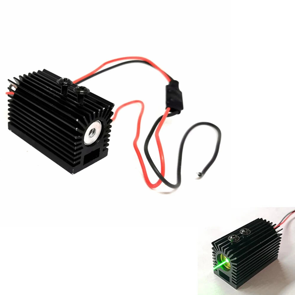 Industrial 532nm 50mW Green Laser Diode Module Focus Dot Lighting 3-5V With Heatsink Vue