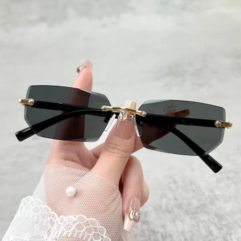 Rimless Rectangle Sunglasses UV400 Unisex Frameless Eyewear Fashion Sunglasses Vue