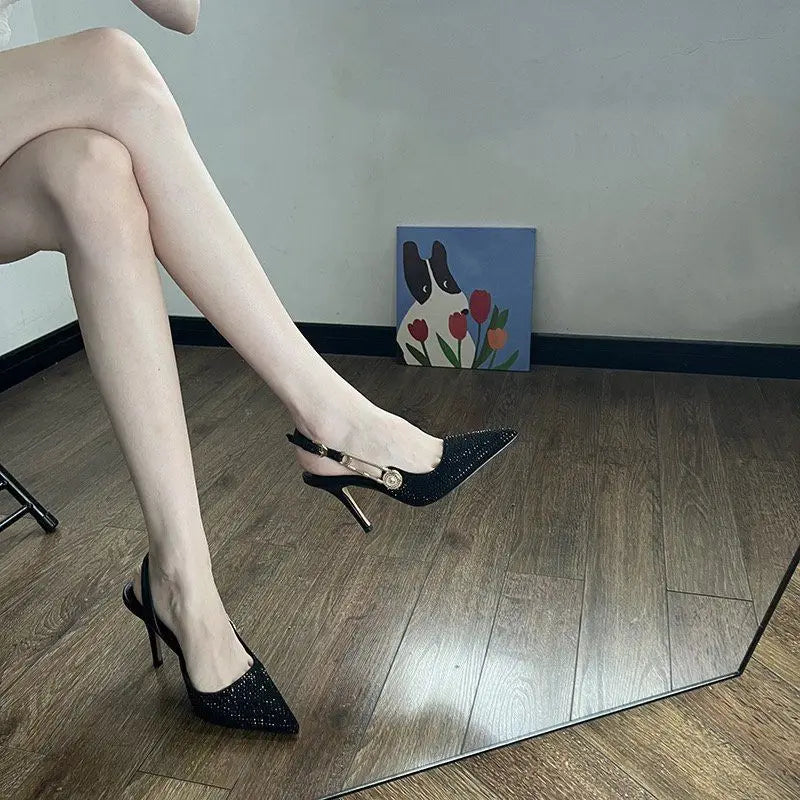 Women's Korean High Heel Pumps – Pointed Toe Ankle Strap High Heel Pumps Vue