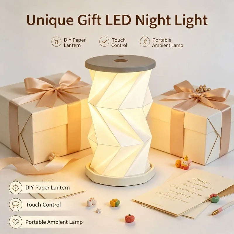 Foldable Ambient LED Table Lamp, Portable Touch Dimmer Night Light for Bedroom Bedside Reading Decor Vue