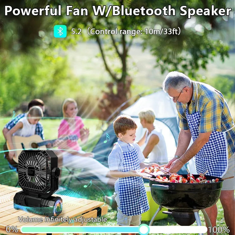 Portable Camping Fan 3-in-1 20000mAh Rechargeable Battery Powered Fan with Light Remote & Hook for Outdoor Travel Camping Tent Vue