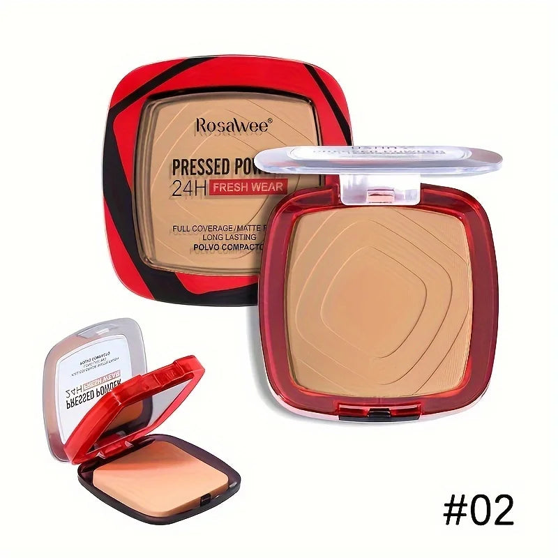 Full Coverage Pressed Powder Foundation With Puff Applicator, 24H Wear Matte Control Oil Foundation Long Lasting Face Makeup Vue 02