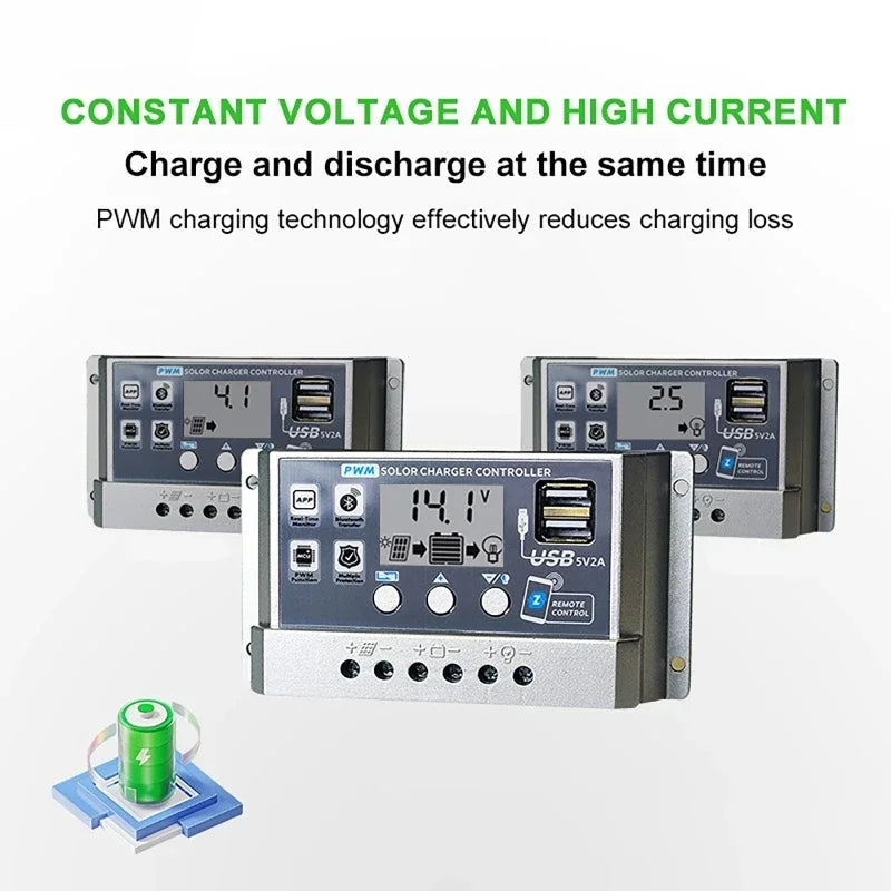 PWM Solar Charge Controller Bluetooth WiFi 12V 24V LCD 60A Solar Charge Controller Vue