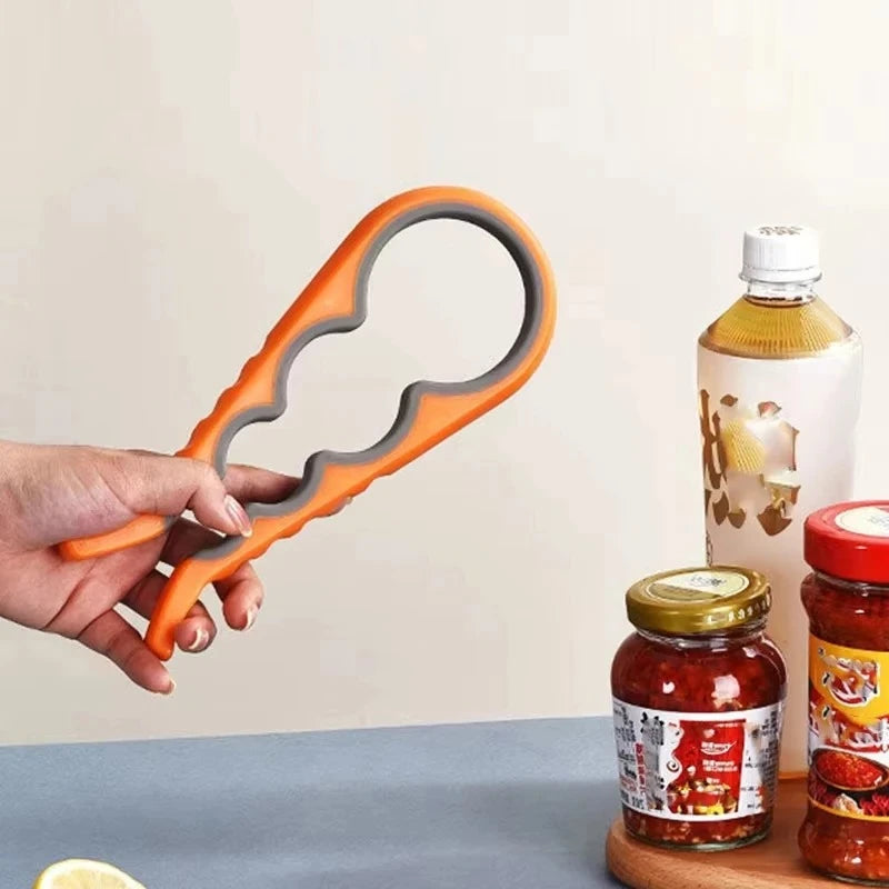 Multifunctional 4-in-1 Kitchen Tool Jar Gripper Lid Opener Can Opener Bottle Opener - Easy to Use Home Essential Vue