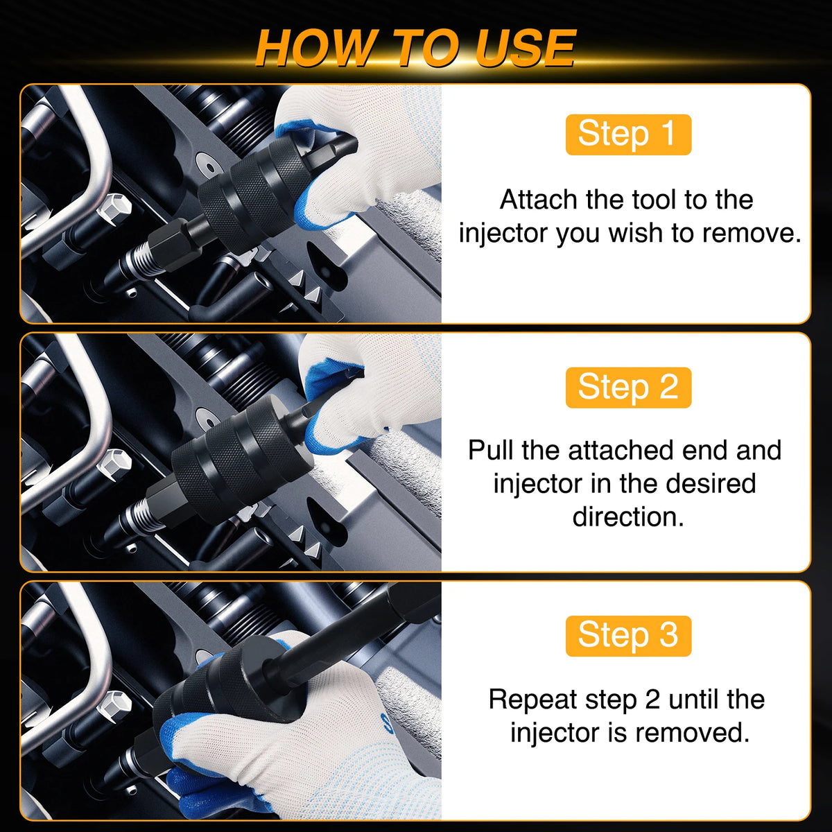 Nilight Diesel Injector Puller Tool with Slide Hammer, Common Rail Fuel Injectors Puller Removal Tool with w M8 M12 M14 Thread Adapter Heavy Duty Injector Remover for Stubborn Diesel Injectors, Blue Vue