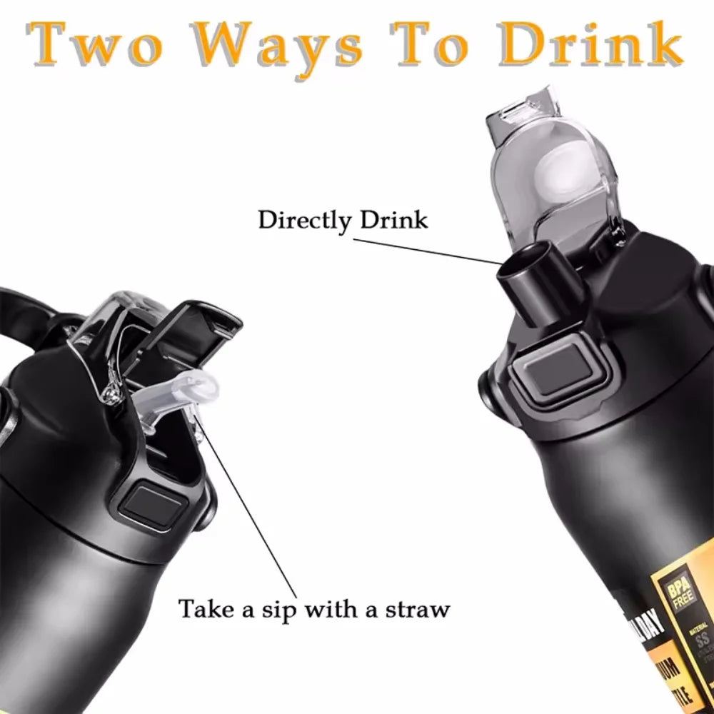 800ml Thermal Cup with Straw 304 Stainless Steel Thermal Mug Tumbler Coffee Cup Sports Vacuum Flasks Cold and Hot Water Bottle Vue