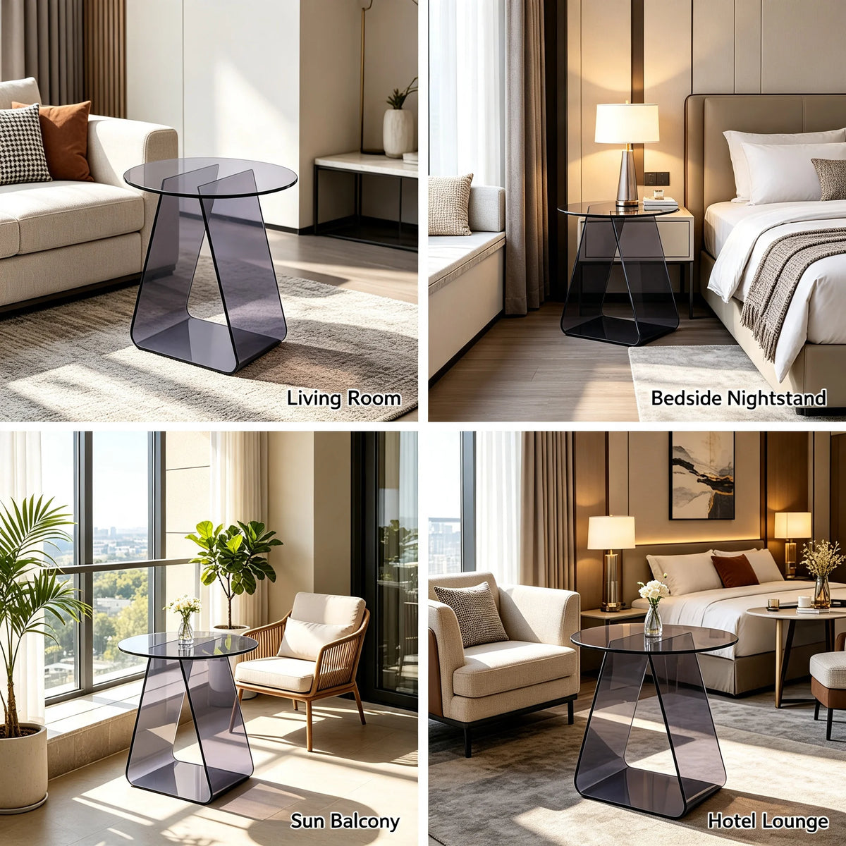 Acrylic Round Side Table | Modern End Table, No Assembly Acrylic Side Table Vue