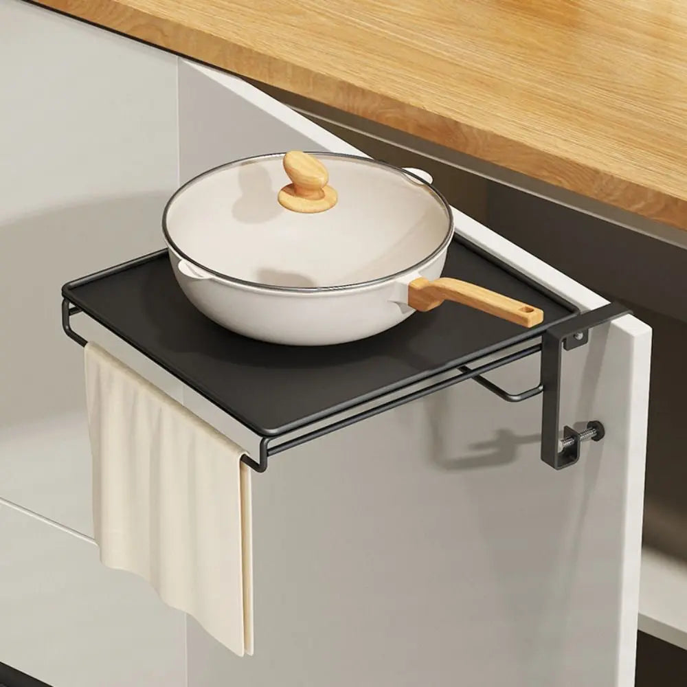 Foldable Design Cabinet Door Storage Rack With Towel Rack Countertop Cabinet Kitchen Shelf Door Mounted Storage Organizer Vue
