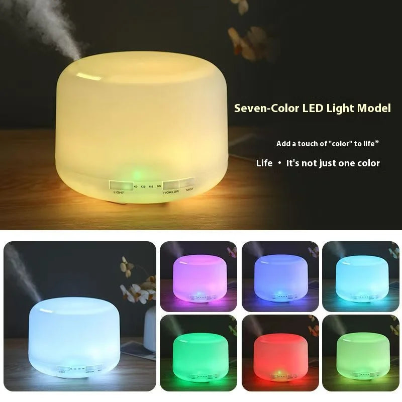 500ML Air Humidifier Essential Oil Diffuser with 7 Color LED Lights Quiet Cool Mist Diffuser for Bedroom Living Room Office Vue