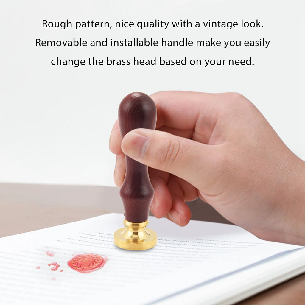 ABKW-Moorlando Wax Seal Stamp Set, 6Pcs Botanical Sealing Wax Stamp Brass Heads + 1Pc Wooden Handle With A Gift Box Vintage Vue