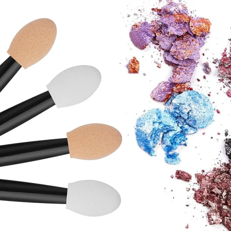 Cuttte 100PCS with Container Disposable Dual Sides Eye Shadow Sponge Applicators Length Eyeshadow Brushes Makeup Applicator Vue