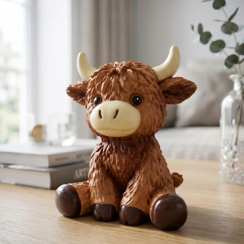 2pcs Highland Cow Figurine Large And Mini Handcrafted Ornament Cute Table Desk Display Gift For Women Kids Christmas Vue