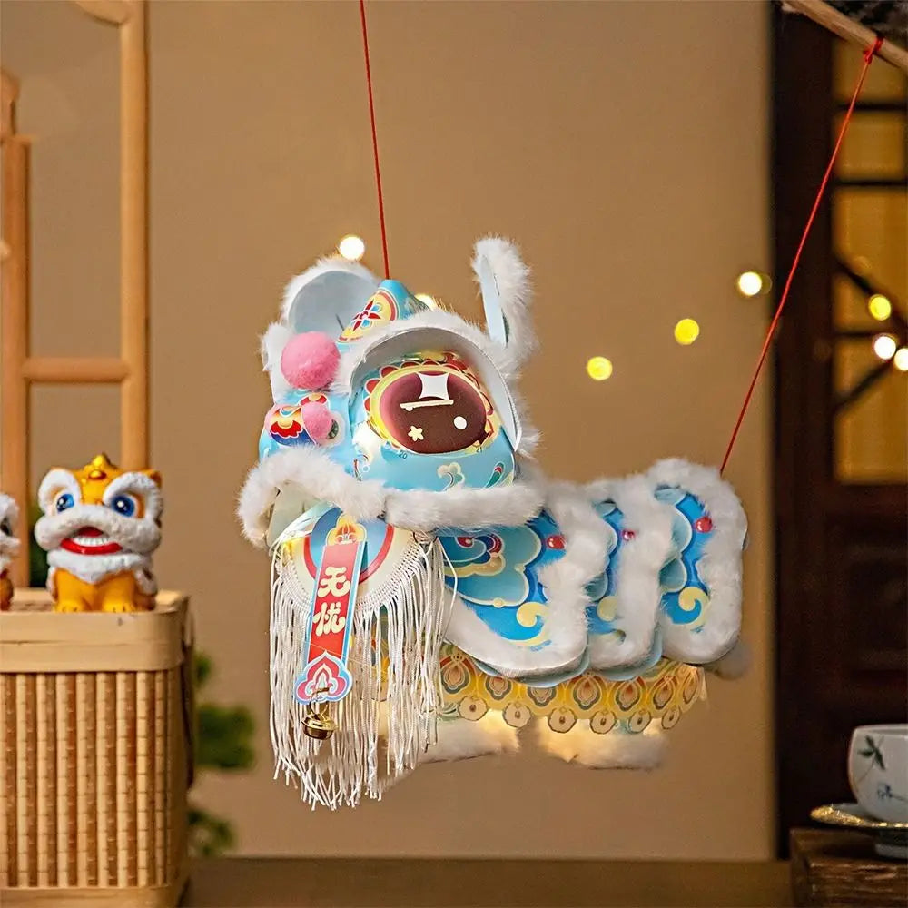 Lion Dance Mid-Autumn Festival Lantern PVC DIY Material Package Chinese Style Lantern Ancient Style with Tassel Handheld Lantern Vue