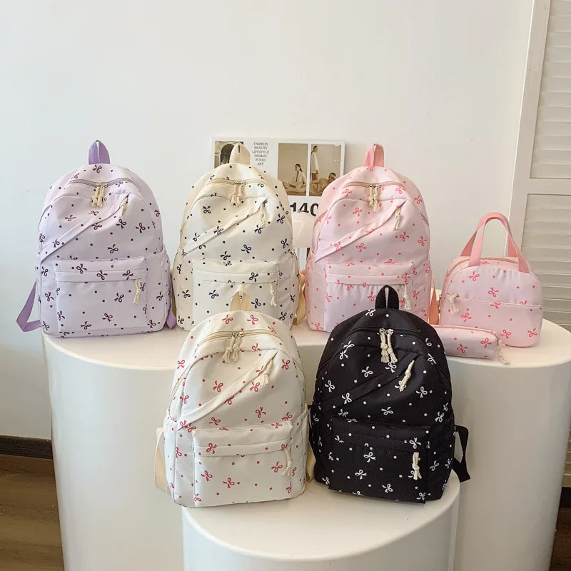 Bow Backpack for Women College Large Capacity Casual Travel Fashionable Versatile School Daypack Lightweight Back To School Vue