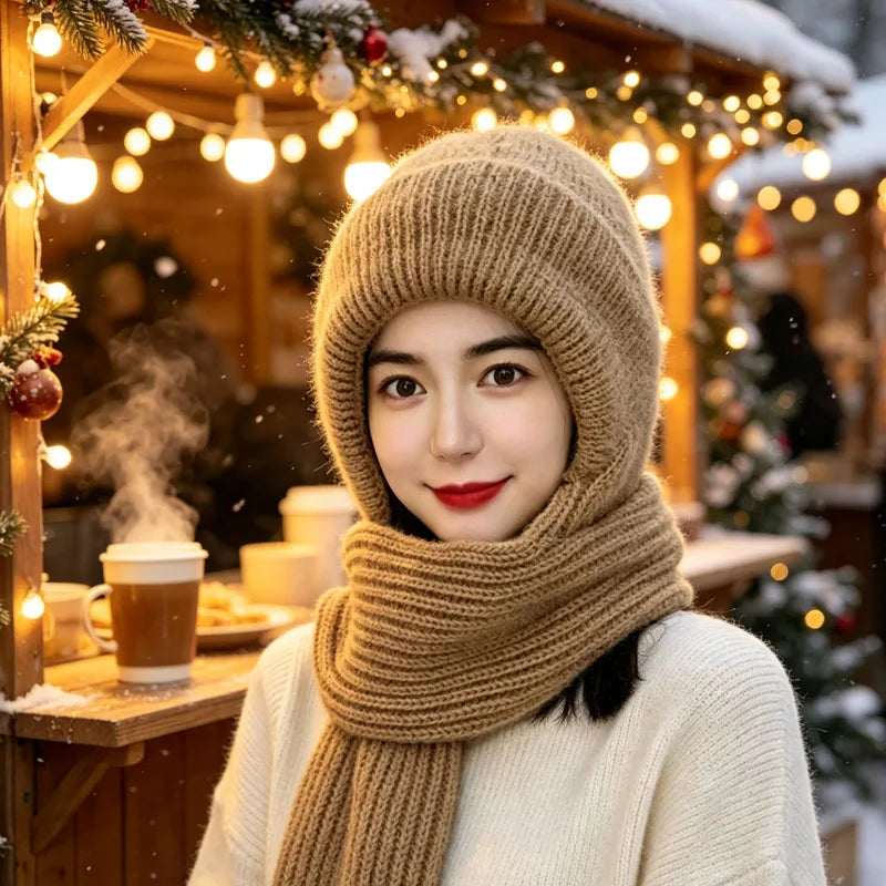 1-5pcs Winter Hat and Scarf Set for Women Fleece Lined Thick Knit Warm Windproof Neck Warmer for Outdoor Skiing Cold Weather Vue