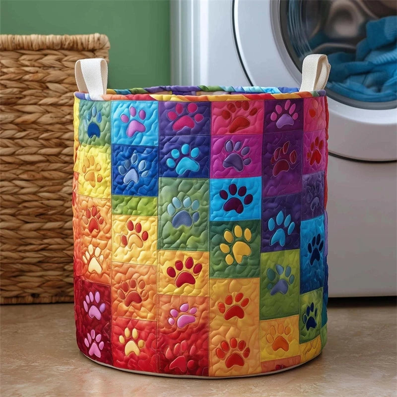 Quilted Laundry Storage Basket Dustproof Hamper Foldable Clothes For Home Bedroom Bathroom Dorm Cozy Gift Vue