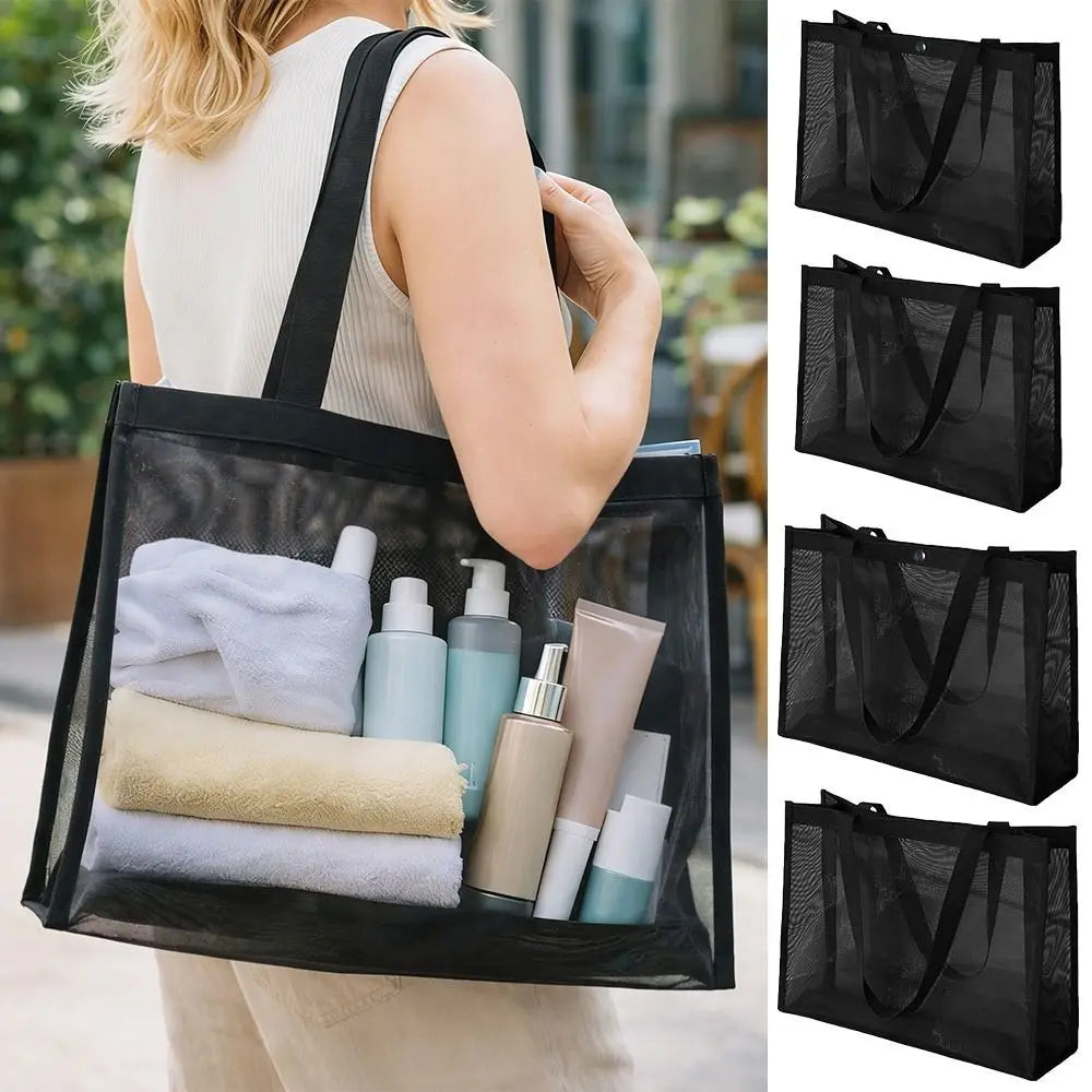 Mesh Shoulder Bag Hollow Large Capacity Beach Bags Transparent
