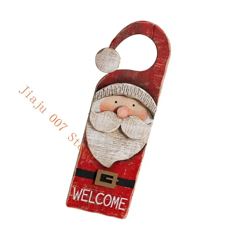 Christmas Wooden Door Sign | Santa & Snowman | No-Residue Tape Christmas Door Sign Vue