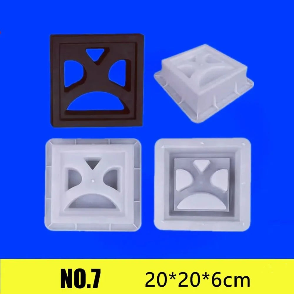 Plastic Hollow Brick Mold 20*20*6cm Square Wall Brick Mould 3D Carving Anti-Slip Cement Antique Brick Mold Cement Antique Window Vue 7
