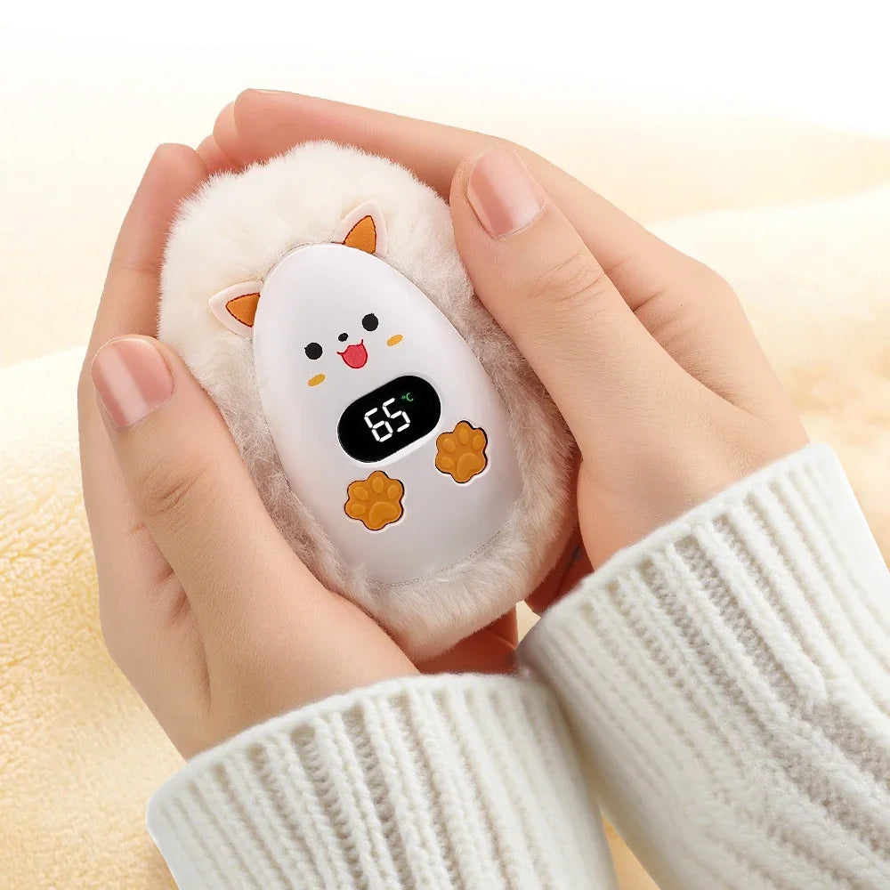 Mini Electric Hand Warmer Digital Display Thermostat Portable Plush Hand Warmer with Efficient Heating forWinter Office Home Use Vue