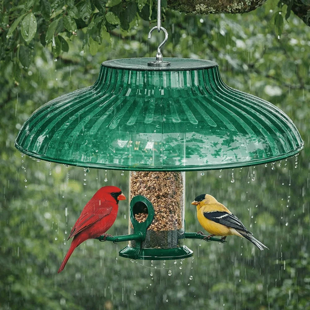 Moisture-proof Bird Feeder Protective Protector Waterproof Hanging Bird Feeding Shelter with Hook Plastic Vue