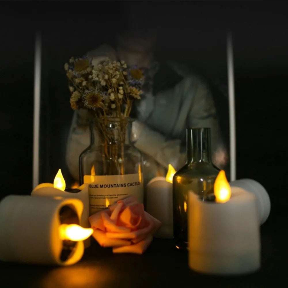 6pcs Waterproof Solar Tea Lights Simulation Flameless Romantic Terrace Lamp Flickering Warm Light Landscape Candle Lights Vue