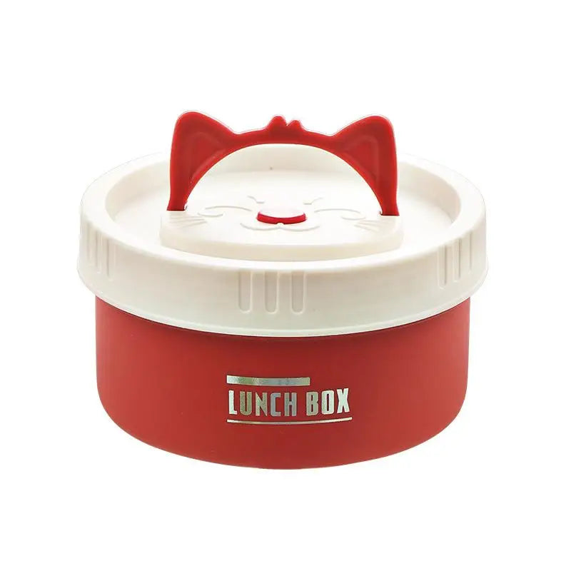 304 Stainless Steel Heat Preservation Lunch Box Round Food Container Large Capacity Cat Ear Handle〔CC11〕 Vue A5