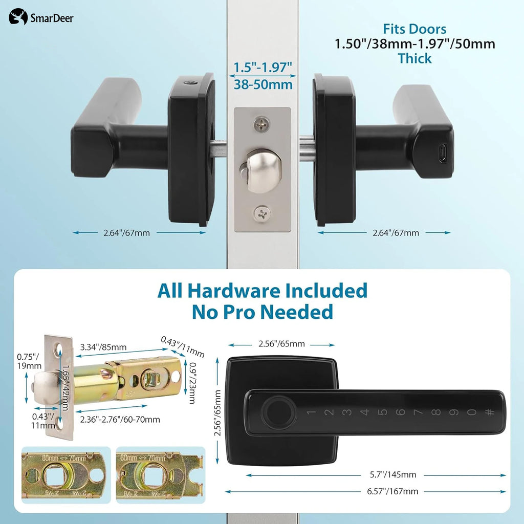 SmarDeer Electronic lock for Tuya Smart Lock Bluetooth Fingerprint Lock SmartLife Home Automation System Supports Hotel Office Vue