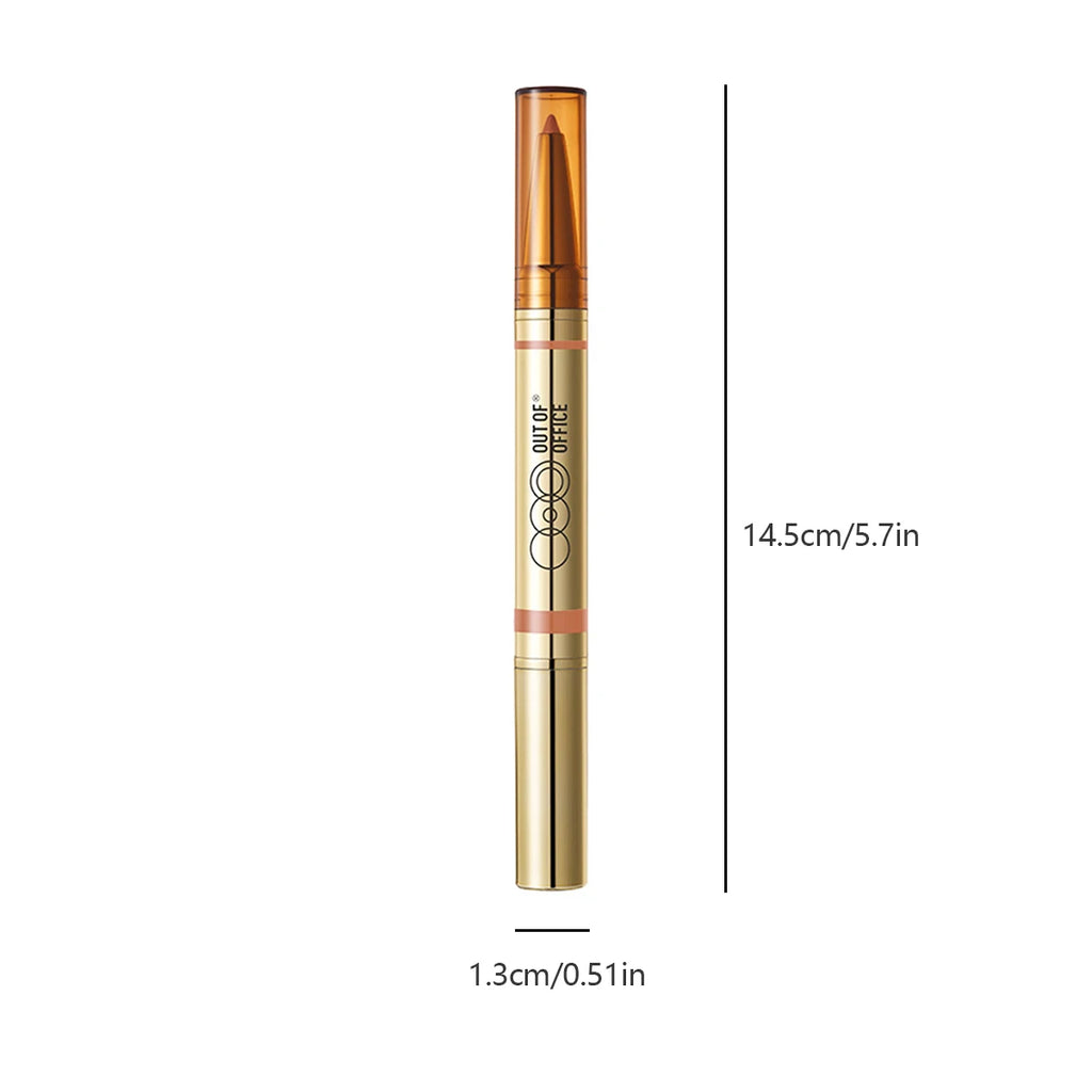 OUT OF OFFICE 2IN1 GLOSSY LIP BALM&LIPLINER DUO,Long-Lasting Wear,Luxury Makeup,Twist-Up Design,Natural Look,Feather-Proof Vue