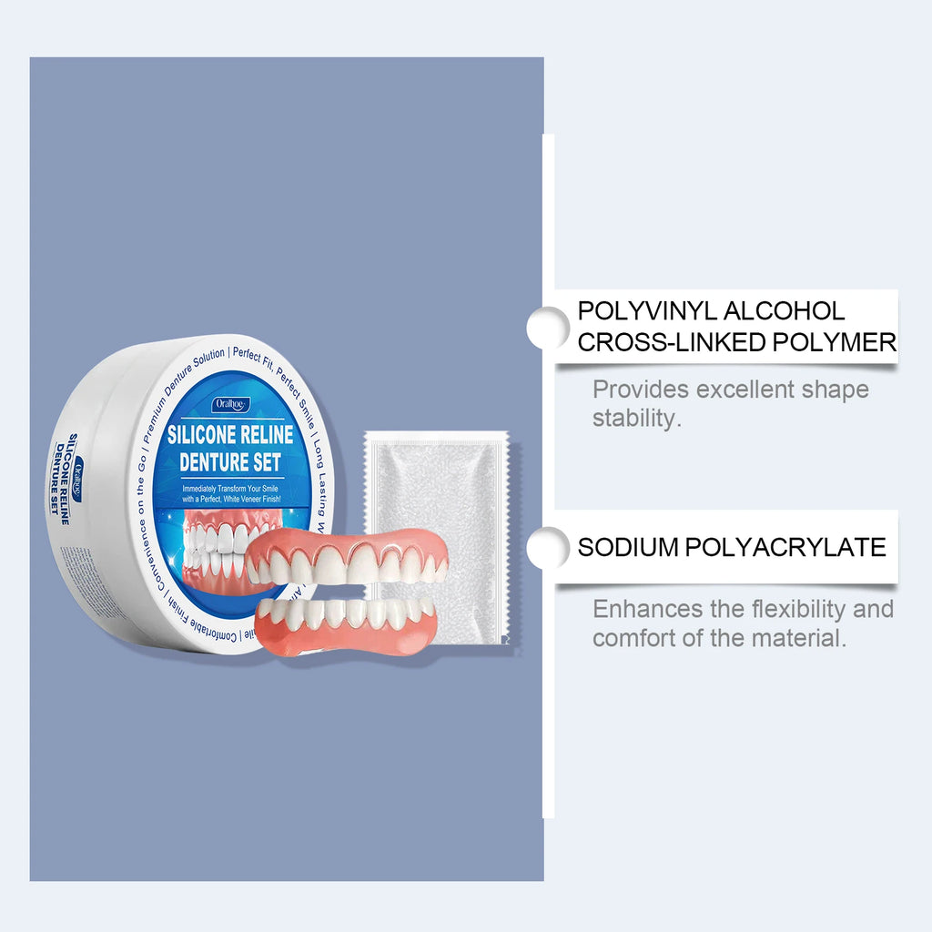 Denture Silicone Kit Silicone Liners Soft Kit Soft Denture Kit Teeth Upper And Lower Set Easy Use Dental Care Hide Broken Teeth Vue