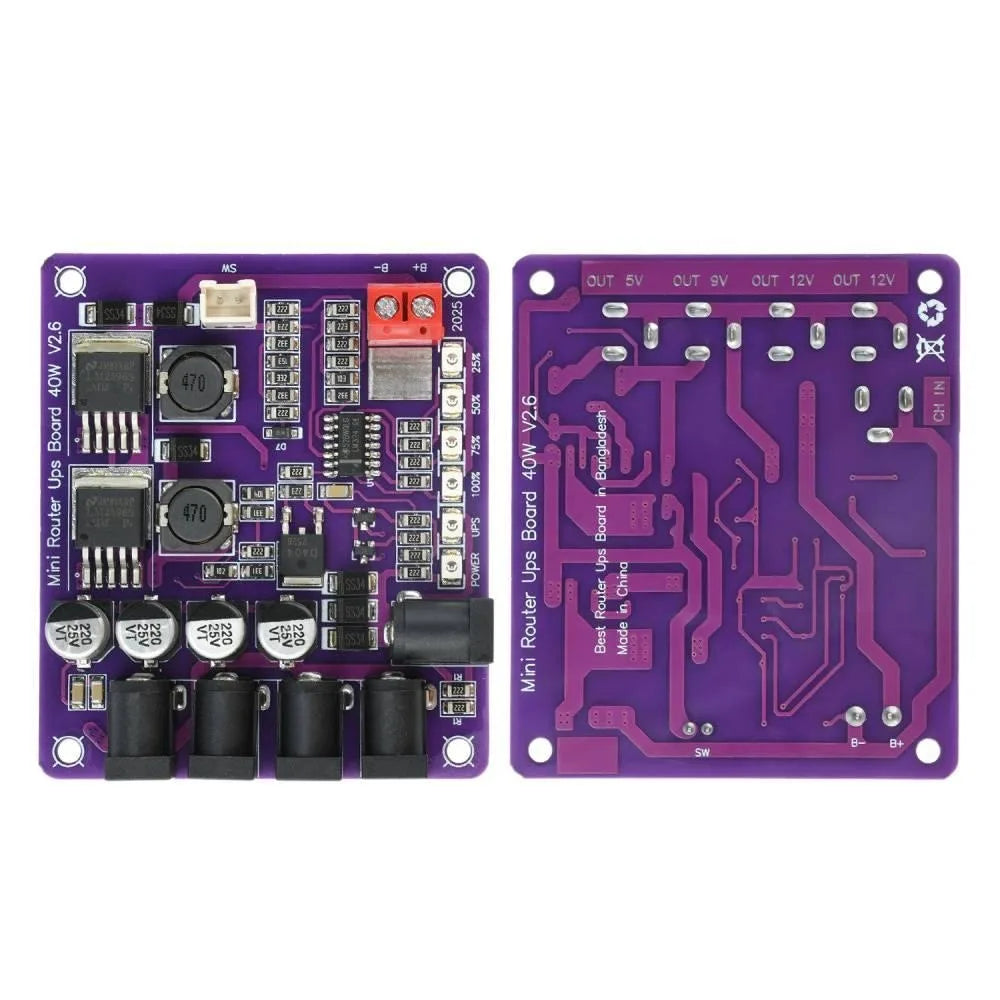 4-Channel Output UPS Power Module 40W Battery Charging Board Uninterruptible Power Supply with Charge Percentage Indicator Vue