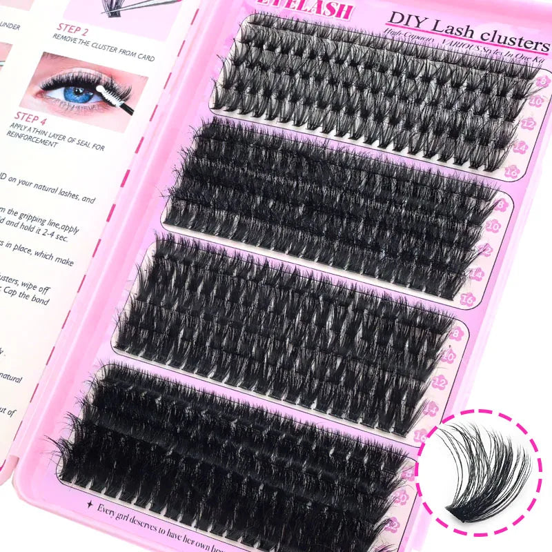 400/320pcs Fluffy Lashes Clusters Individual Eyelash Extensions 4 Styles Mixed 40D 60D 80D 100D 5D Thick Fluffy Lashes Clusters Vue 406080100D