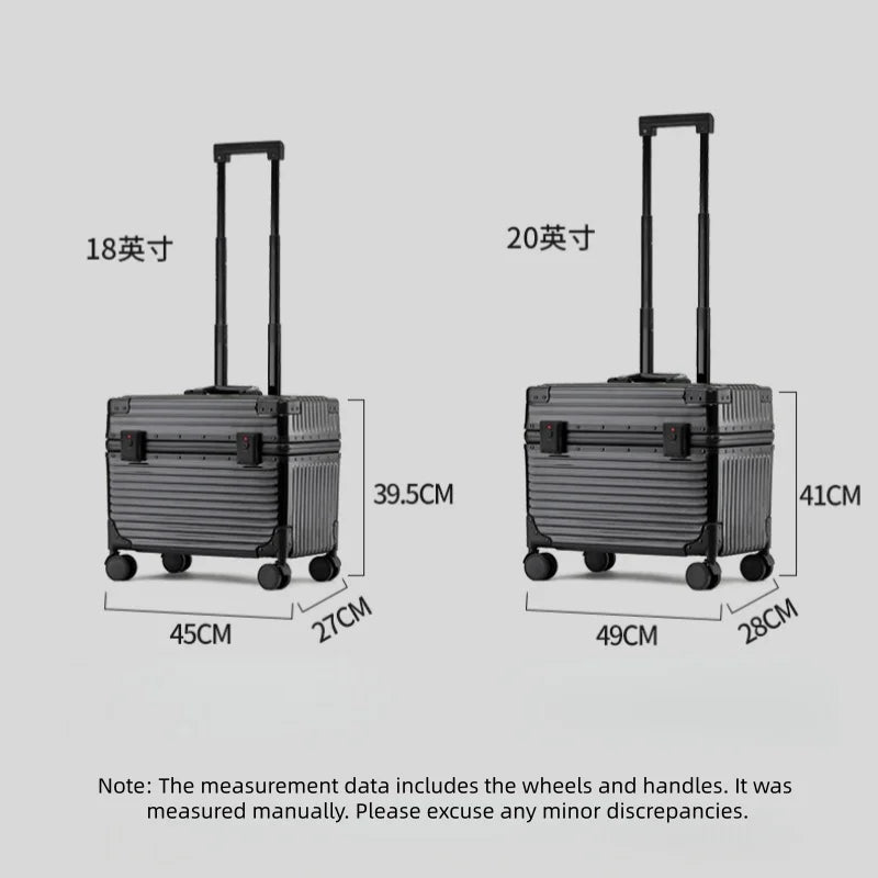 Carry On 18 Inch Aluminum Alloy Frame Luggage Men's PC Material Suitcase Women's Tool Luggage Photography Luggage Vue