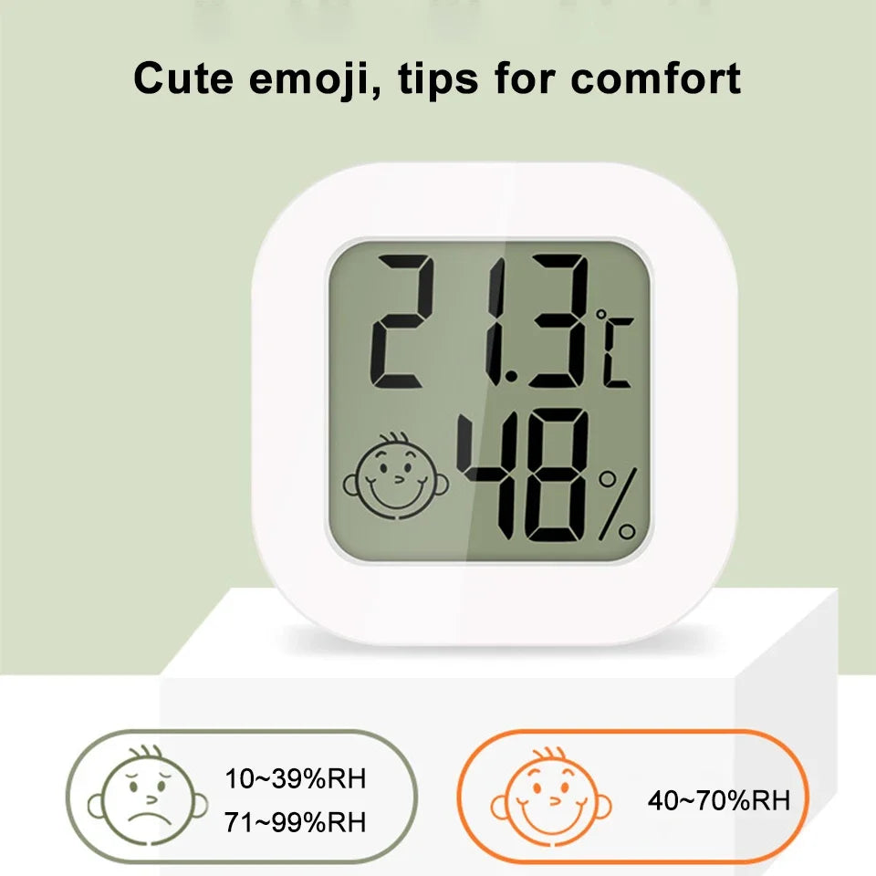 Mini Temperature Humidity Meter Sensor Digital LCD Thermometer Hygrometer Emoji Gauge Weather Station for Home Baby Room Indoor Vue