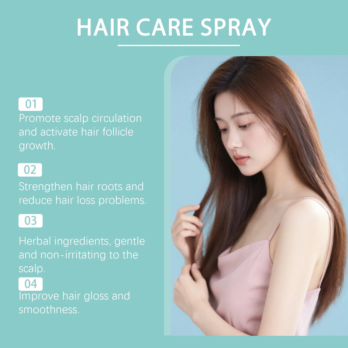 Hair Care Spray: Gently nourishes the scalp, softens and smooths hair, and offers convenient use — a hair-nourishing spray. Vue